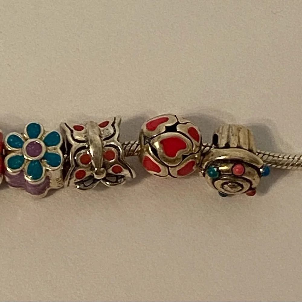 CHAMILIA BRACELET STERLING SILVER 925 CHILDS MINI CHARMS 6” SIGNED BEADS 20.7 g